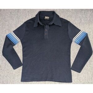 Vtg Meister Ski Sweater Mens Large (14) Navy Blue Retro Stripe 80s Wool Blend